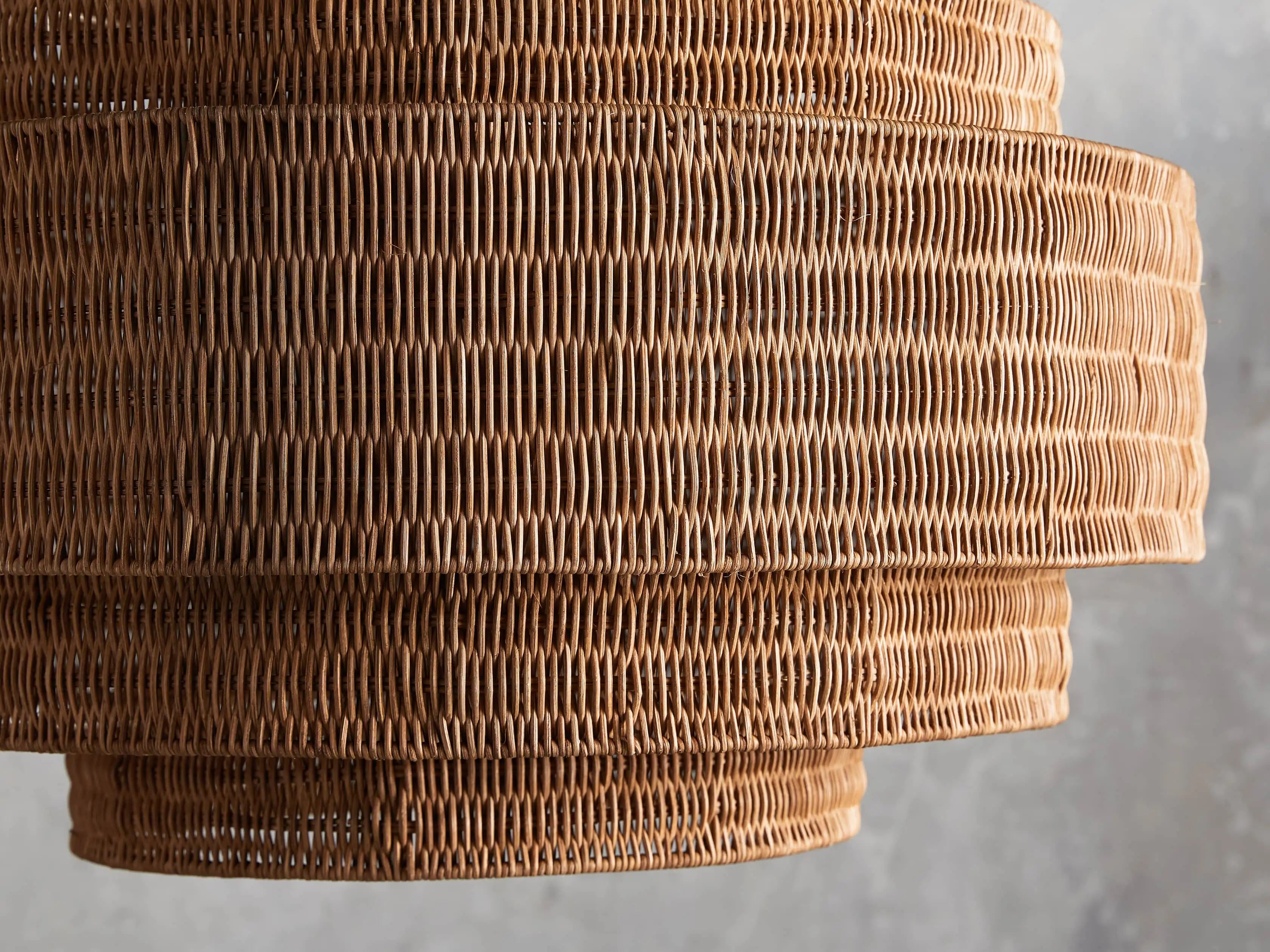 Lustre en rotin tressé, structure en fer à plusieurs niveaux, hauteur réglable, suspension pour éclairage de salle à manger et de salon | Sansoti