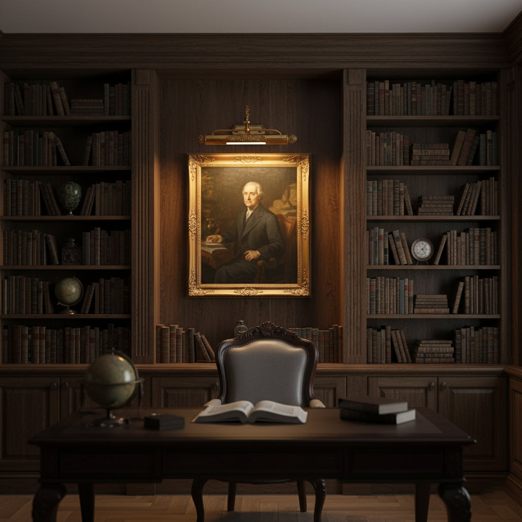 Messing Schilderij Wandlamp met Geïntegreerde Verlichting – Luxe Galerijverlichting in Antiek Messing | Sansoti