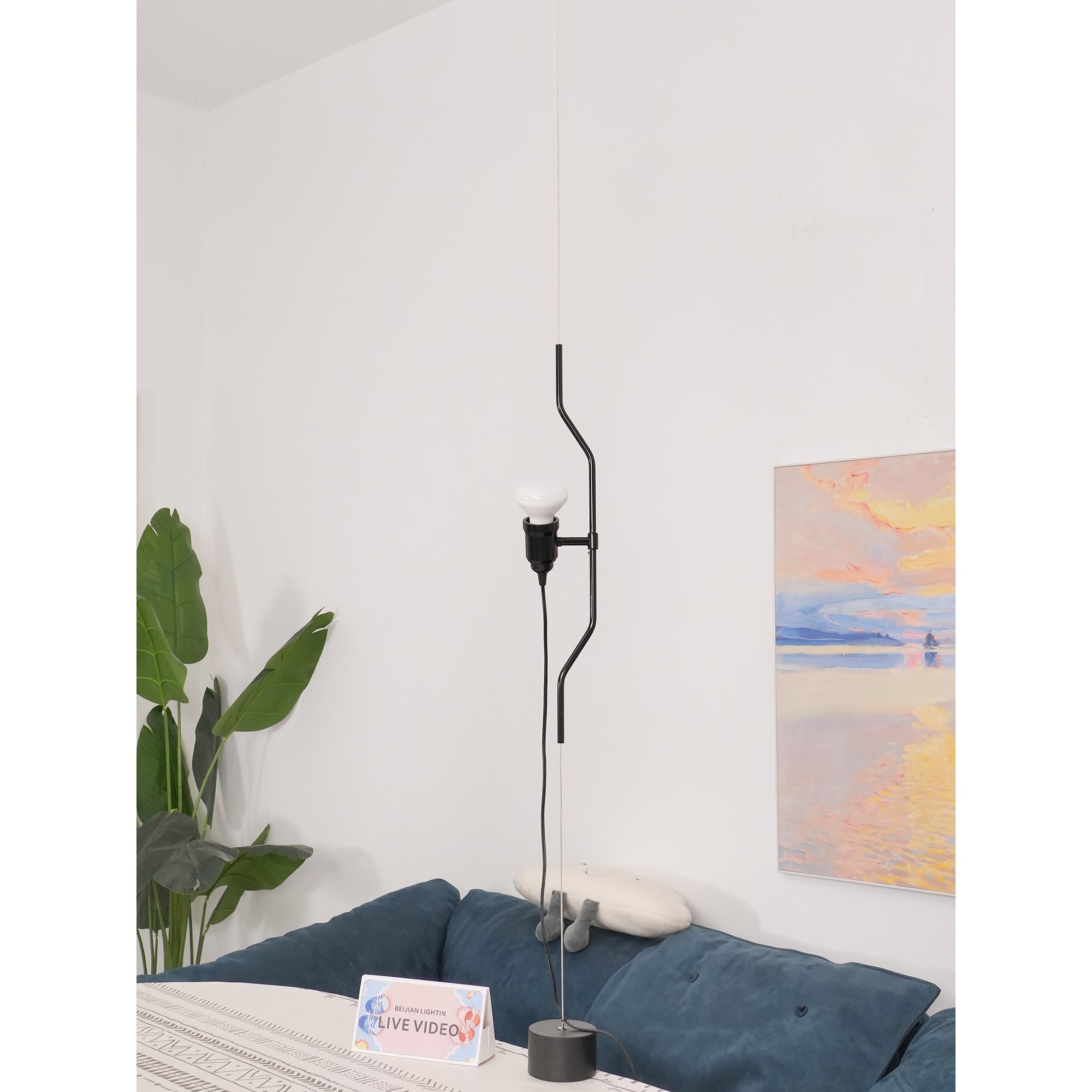 In Hoogte Verstelbare Hanglamp met Metalen Buiskap – Zwart/Wit/Rood | Sansoti