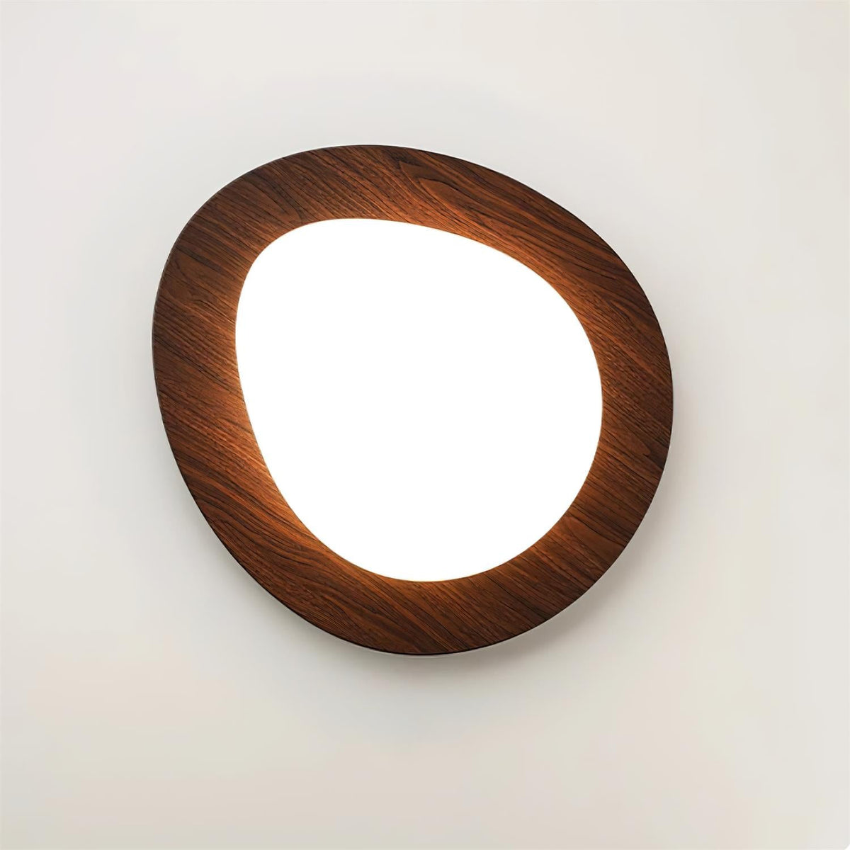 Plafonnier au design organique en forme de galet, finition bois, LED en acrylique, lumière chaude, éclairage pour salon et salle à manger | Sansoti