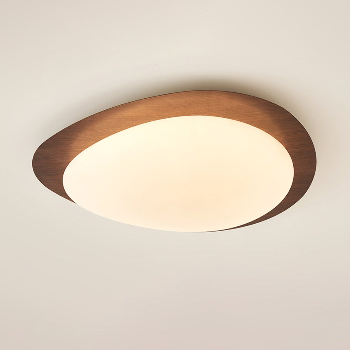 Plafonnier au design organique en forme de galet, finition bois, LED en acrylique, lumière chaude, éclairage pour salon et salle à manger | Sansoti