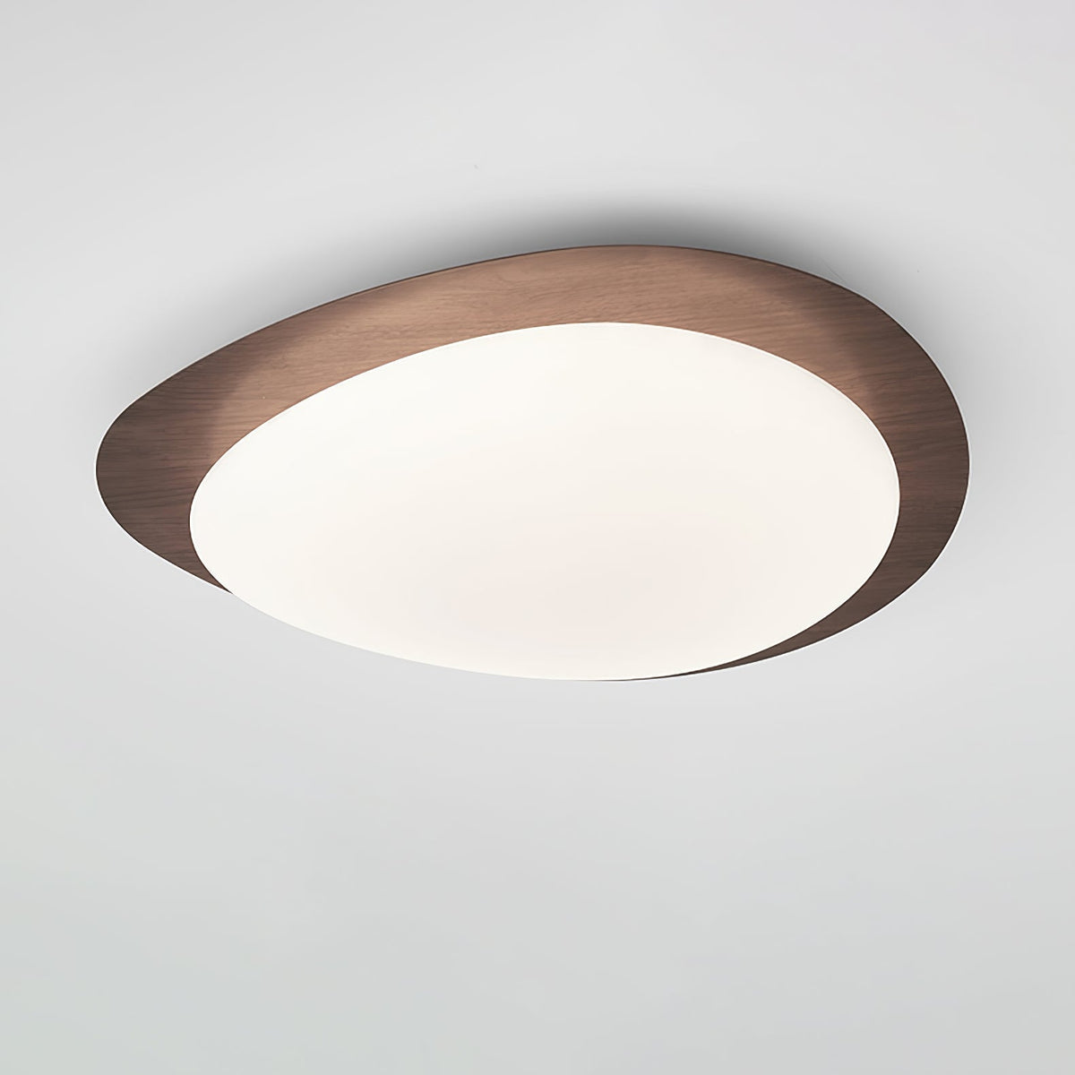 Plafonnier au design organique en forme de galet, finition bois, LED en acrylique, lumière chaude, éclairage pour salon et salle à manger | Sansoti