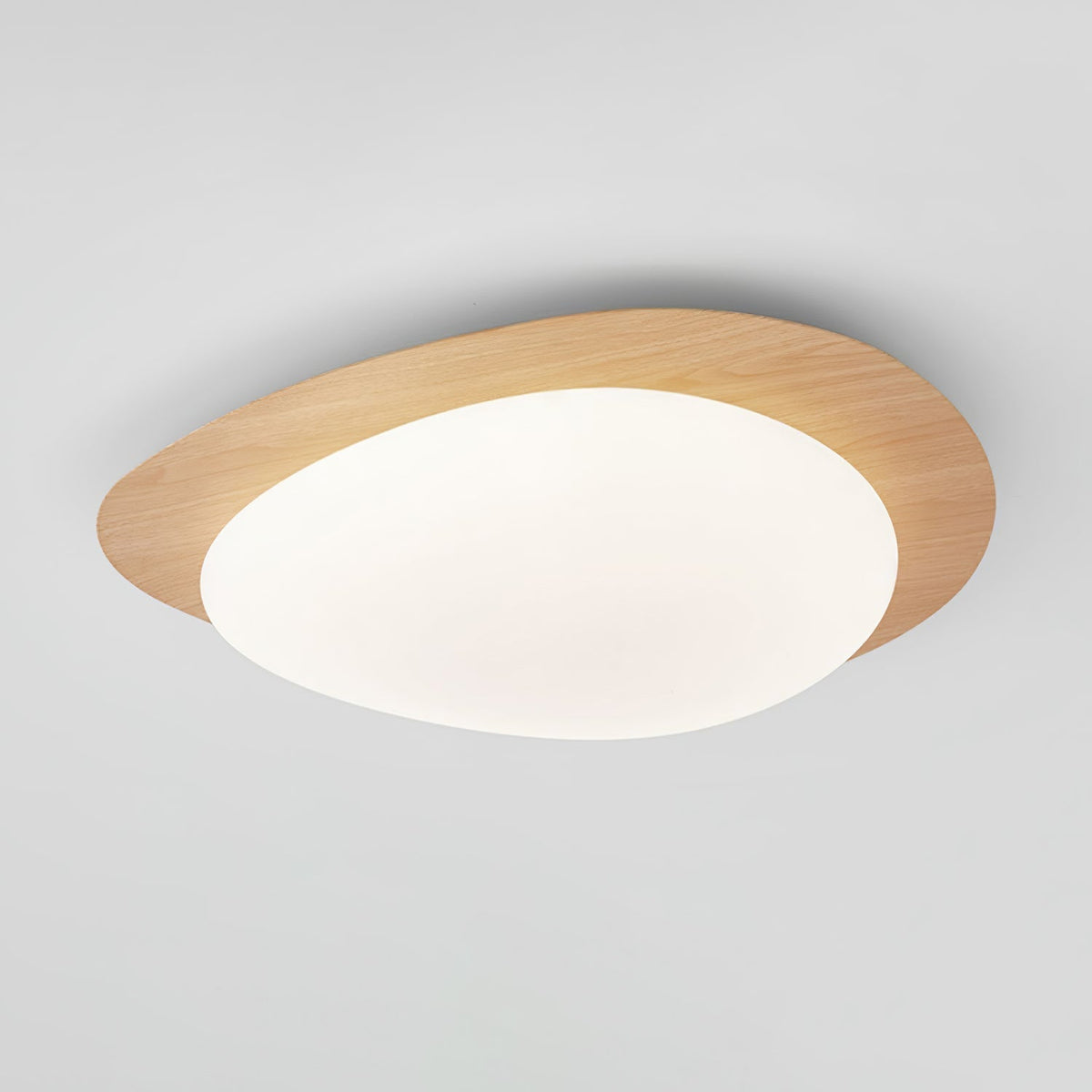 Plafonnier au design organique en forme de galet, finition bois, LED en acrylique, lumière chaude, éclairage pour salon et salle à manger | Sansoti