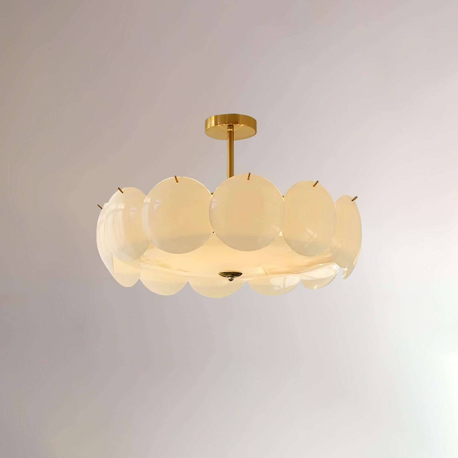Kronleuchter Glasscheiben Metall Kupfer Wohnzimmer Esszimmer E14 Ø40 Ø50 Ø60cm Hängelampe Vintage Stimmungslicht Deckenleuchte | Restfield