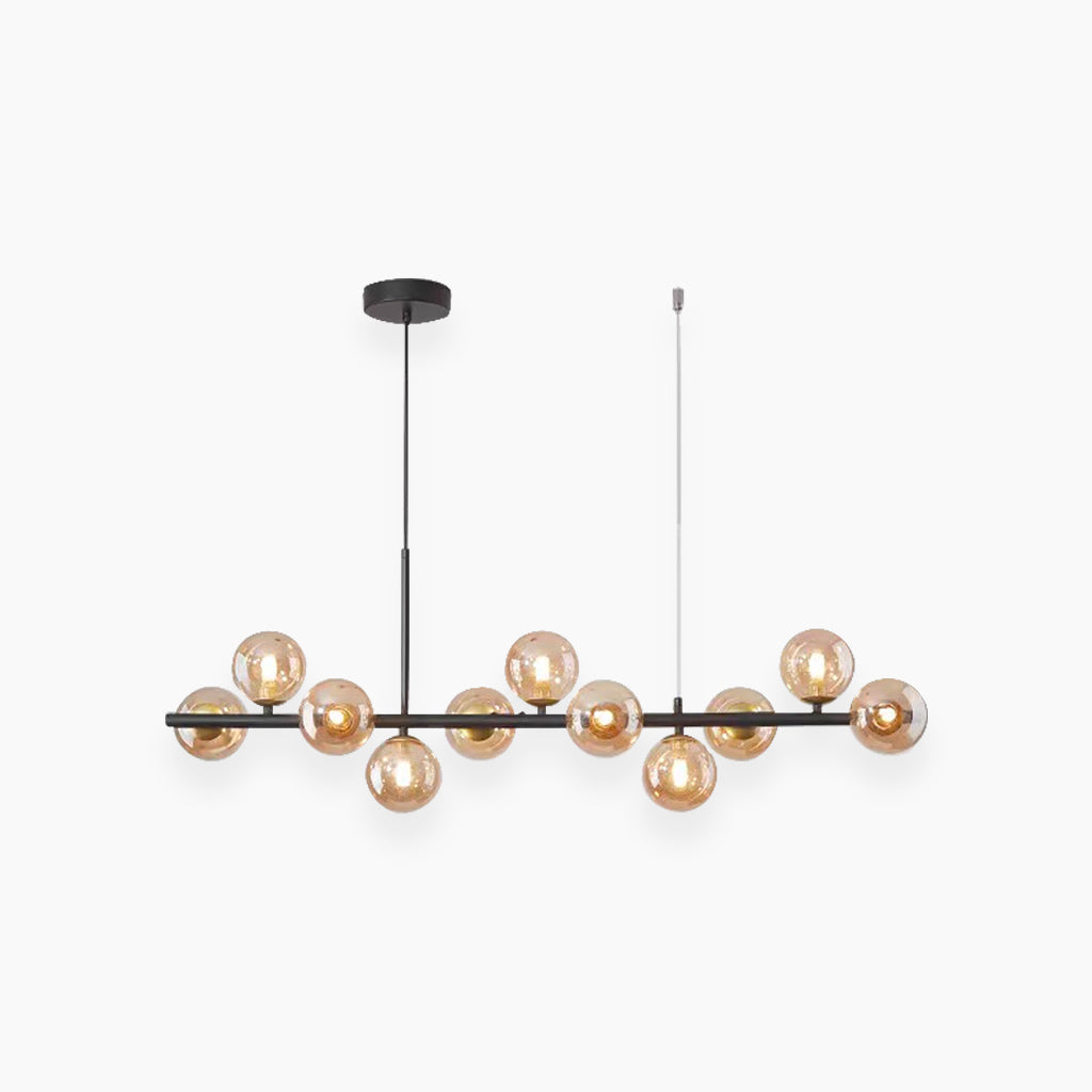 Glasball-Pendelleuchte mit goldenem Rahmen, 7–11 Lichtquellen, moderner Kronleuchter mit einstellbarer Farbtemperatur | Sansoti