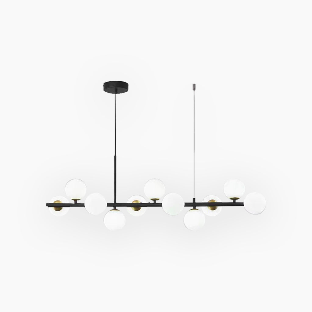 Glasball-Pendelleuchte mit goldenem Rahmen, 7–11 Lichtquellen, moderner Kronleuchter mit einstellbarer Farbtemperatur | Sansoti