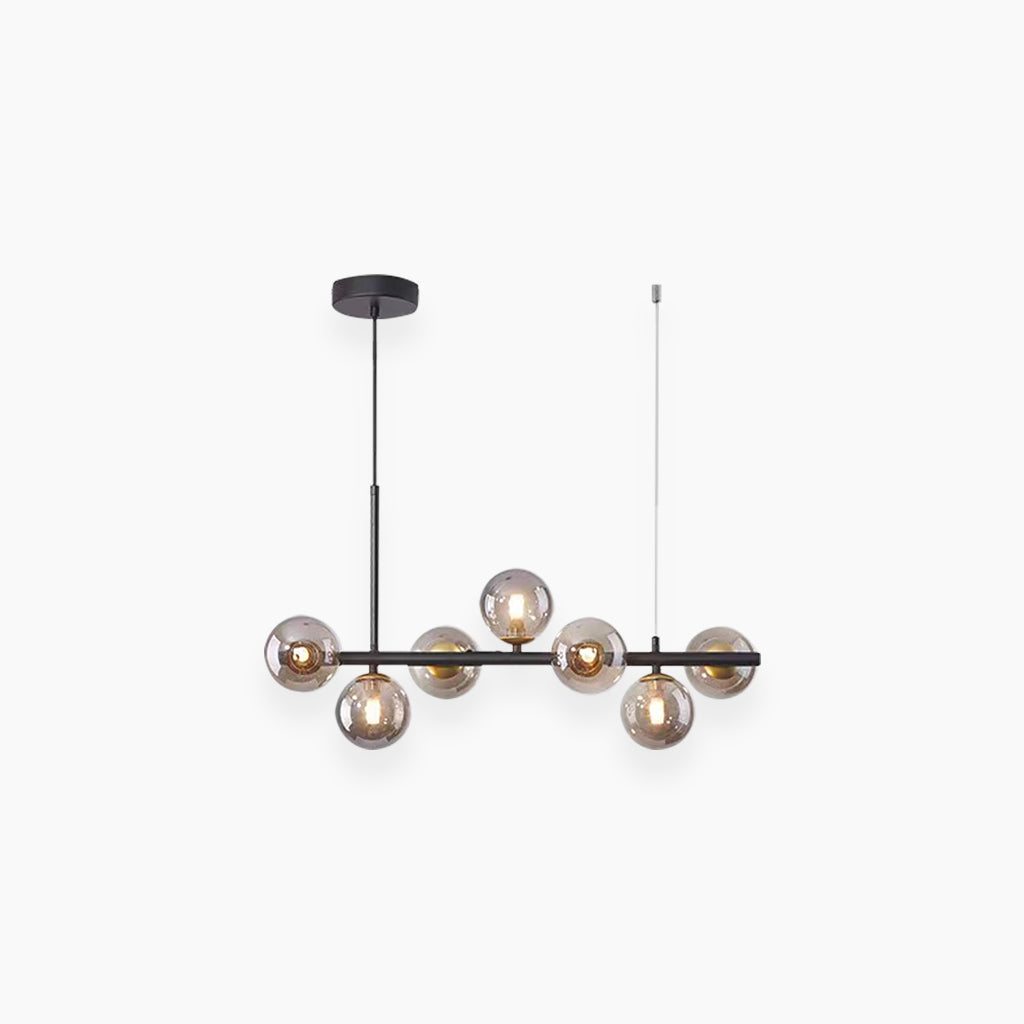 Glasball-Pendelleuchte mit goldenem Rahmen, 7–11 Lichtquellen, moderner Kronleuchter mit einstellbarer Farbtemperatur | Sansoti