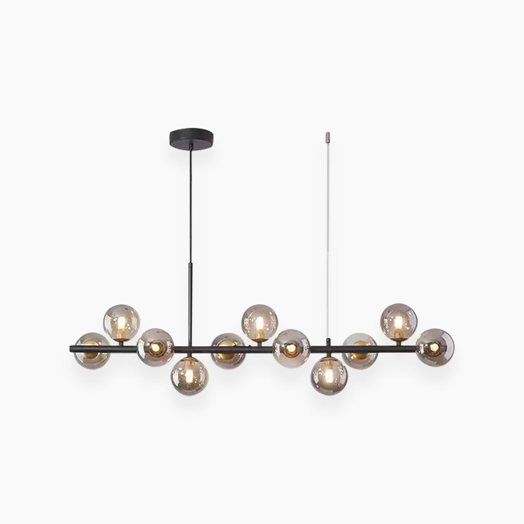 Glasball-Pendelleuchte mit goldenem Rahmen, 7–11 Lichtquellen, moderner Kronleuchter mit einstellbarer Farbtemperatur | Sansoti