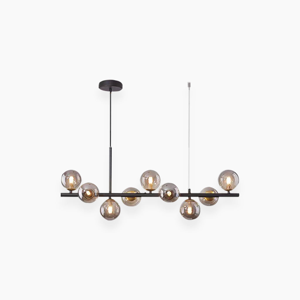 Glasball-Pendelleuchte mit goldenem Rahmen, 7–11 Lichtquellen, moderner Kronleuchter mit einstellbarer Farbtemperatur | Sansoti