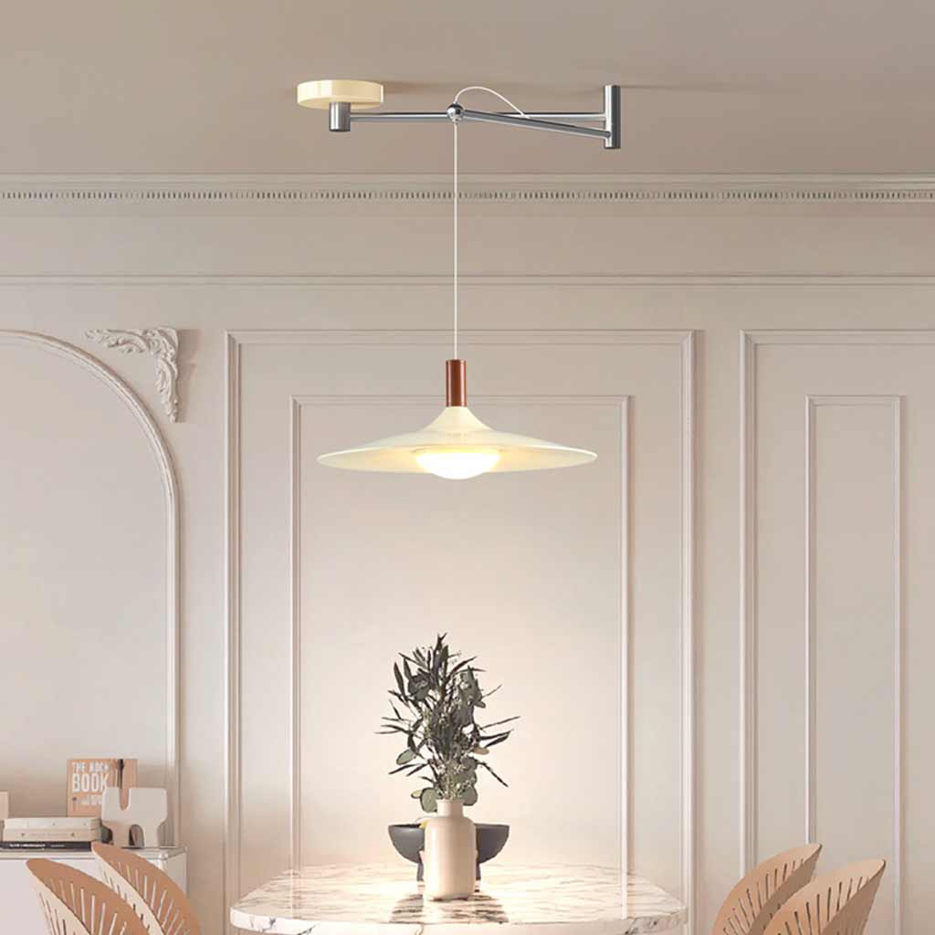 LED Pendant Light Adjustable Arm Dimmable with Remote Control Scandinavian Design Iron Acrylic Living Room Dining Room | Sansoti