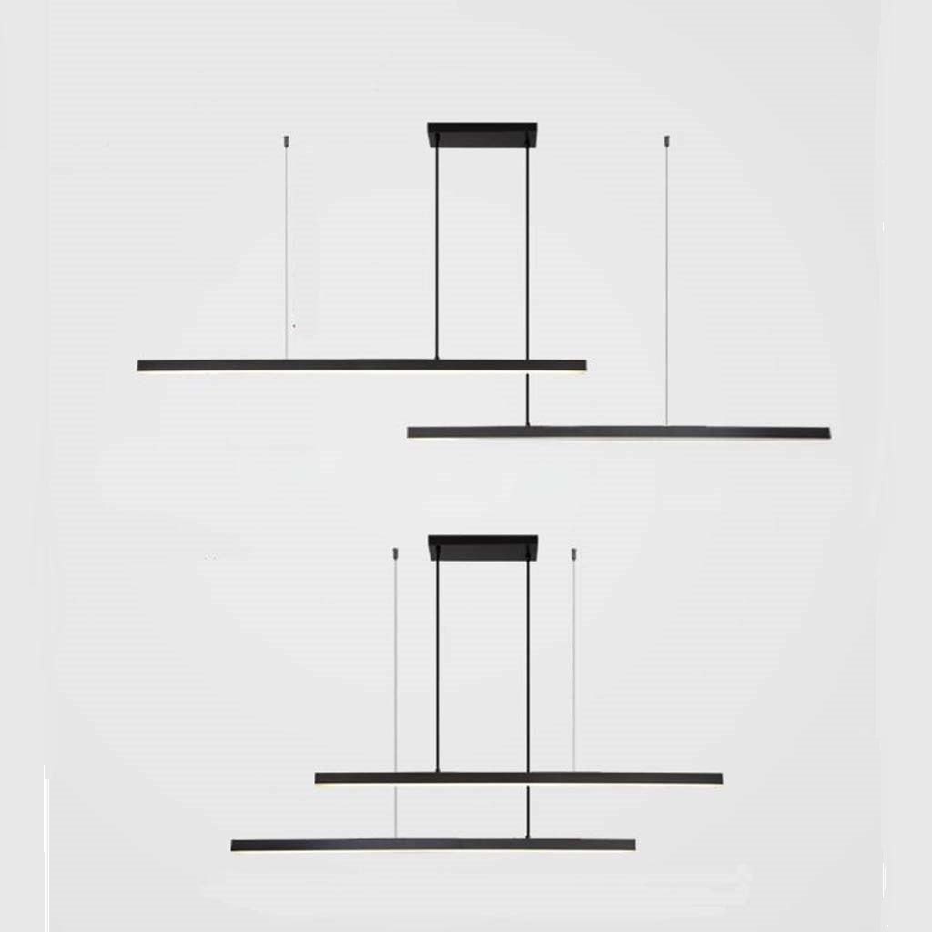 Lineare dimmbare LED-Pendelleuchte aus Messing, Schwarz / Gold