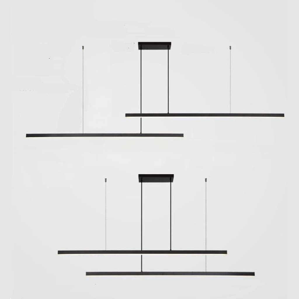 Lineare dimmbare LED-Pendelleuchte aus Messing, Schwarz / Gold