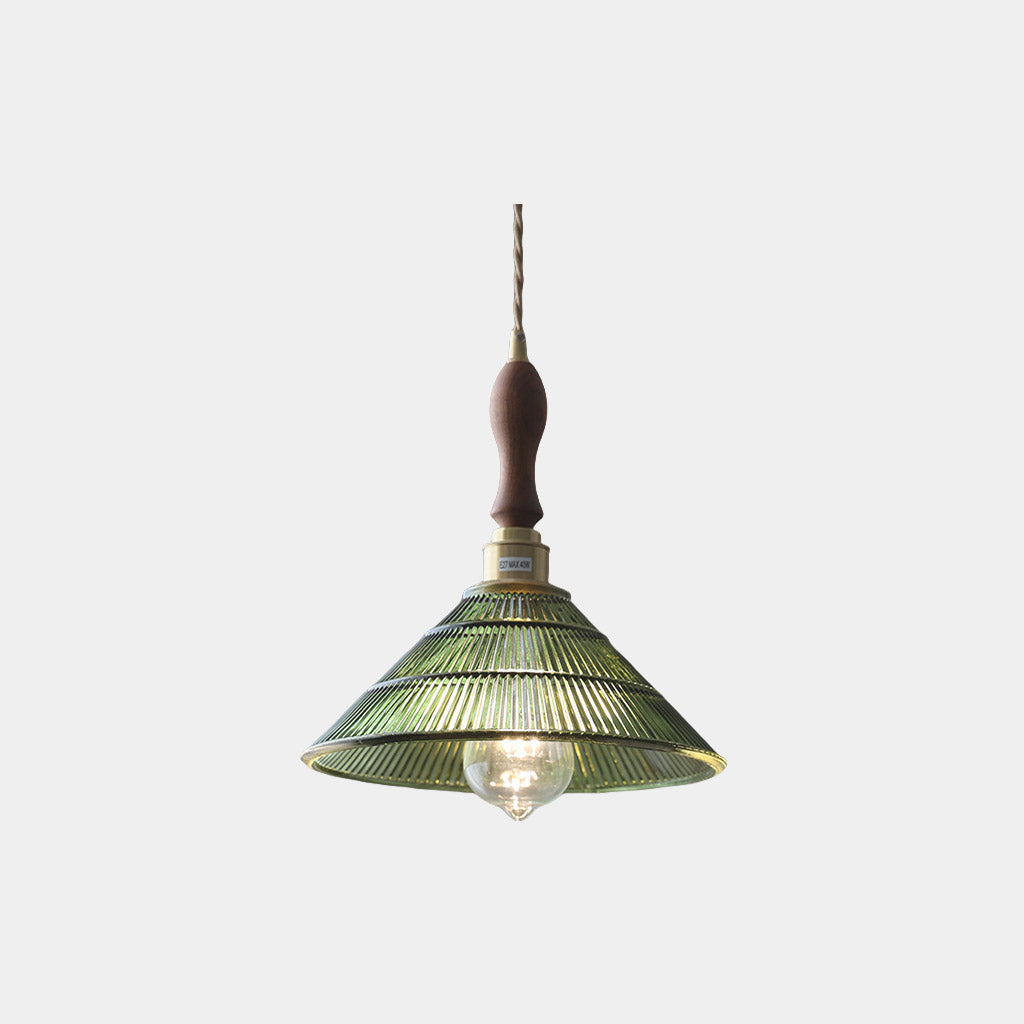 Pendelleuchte geriffeltes Glas Grün Messing Art déco Vintage Esszimmer Stimmungsvolles warmes Licht Retro-Stil Design | Sansoti