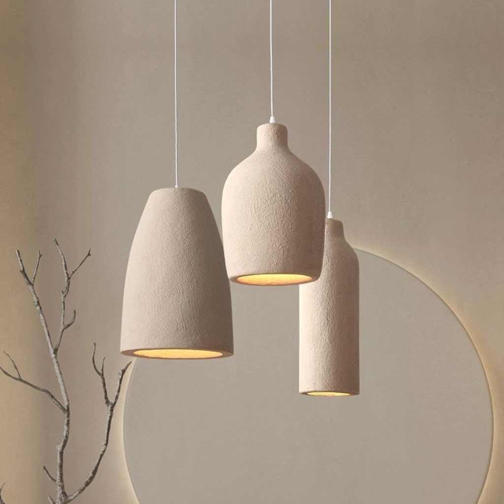 Hängelampe aus beigem Polystyrol in organischer Form, LED, einstellbares Licht, skandinavisch, minimalistisch, Esszimmer | Sansoti