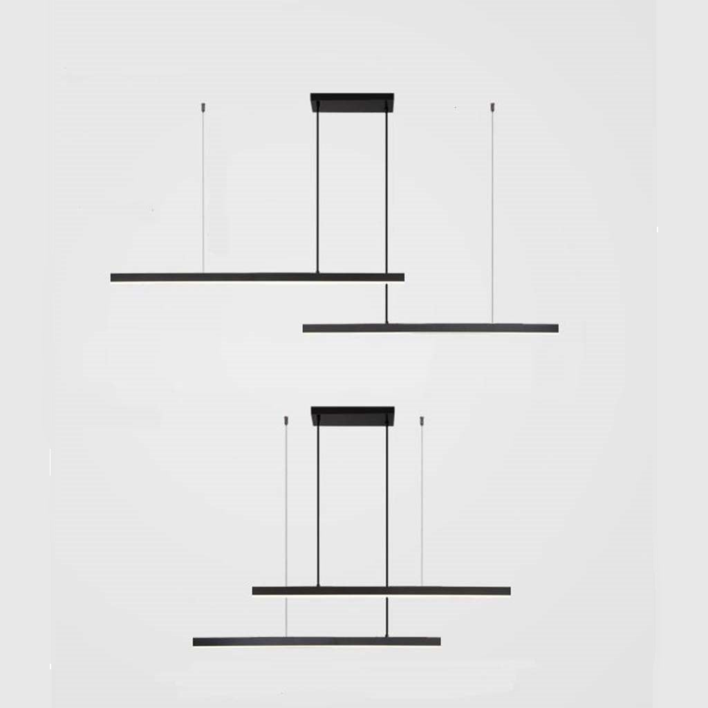 Lineare dimmbare LED-Pendelleuchte aus Messing, Schwarz / Gold