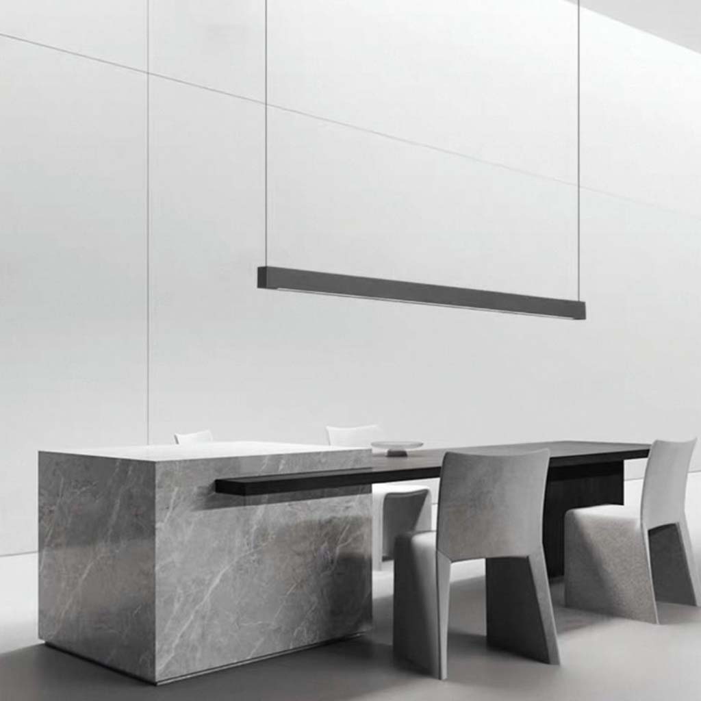 Lineare dimmbare LED-Pendelleuchte, schwarz, Aluminium, direktes und indirektes Licht für Kücheninsel, Esstisch und Wohnzimmer | Sansoti