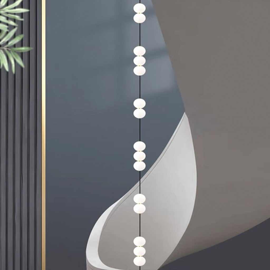 Vertikale Hängelampe mit mehreren Glaskugeln für hohe Decken und Treppenhäuser, Aluminium, LED-Beleuchtung, modernes Design | Sansoti