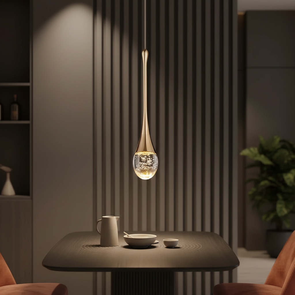 Hanglamp Glas Druppel Aluminium 3000K Warm Wit Eetkamer Woonkamer Pendellamp Glazen Bol Verstelbaar Snoer Hal | Sansoti