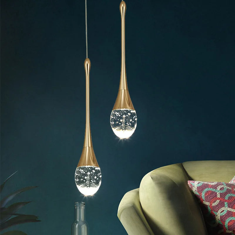 Hanglamp Glas Druppel Aluminium 3000K Warm Wit Eetkamer Woonkamer Pendellamp Glazen Bol Verstelbaar Snoer Hal | Sansoti