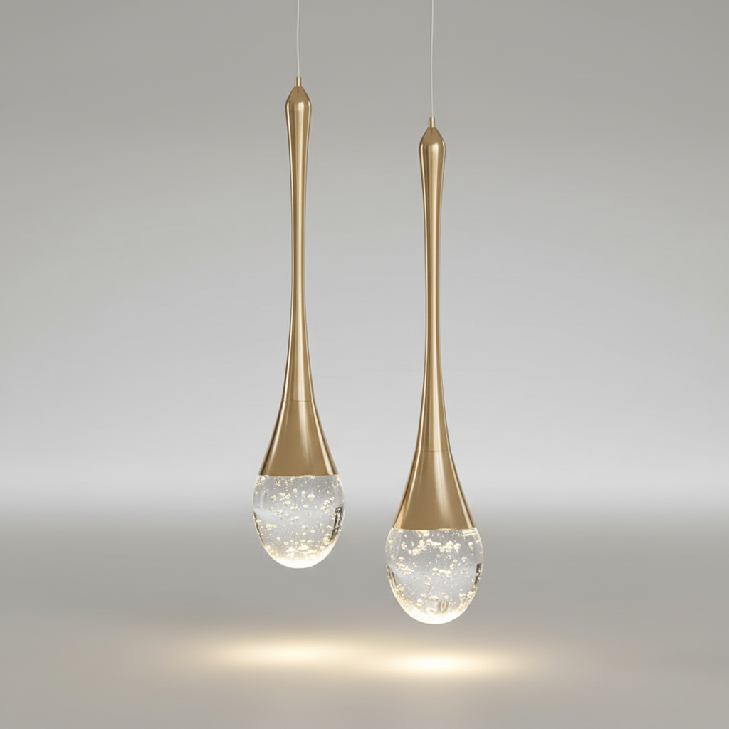 Hanglamp Glas Druppel Aluminium 3000K Warm Wit Eetkamer Woonkamer Pendellamp Glazen Bol Verstelbaar Snoer Hal | Sansoti
