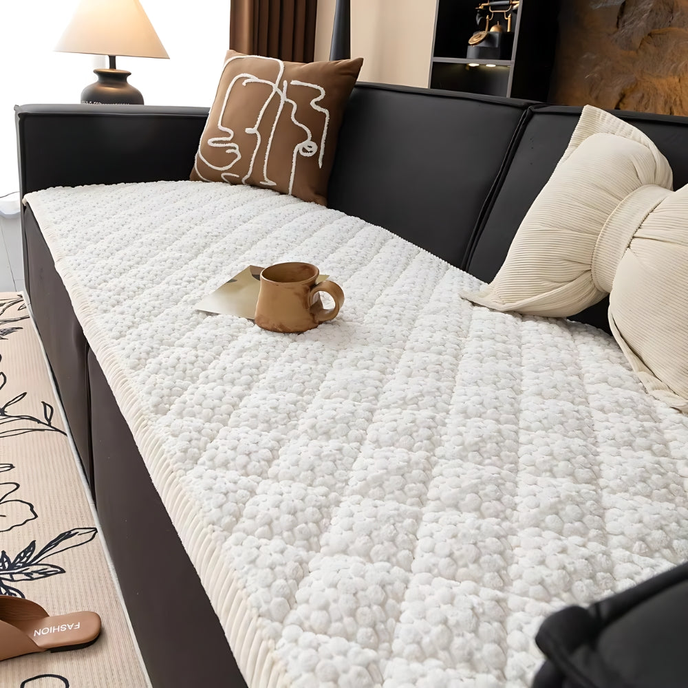 Premium Gewatteerde Bankhoes — Beschermt Tegen Huisdieren, Krabben & Vlekken — Antislip Structuurontwerp — Machinewasbaar — Zachte Pluche Fleece met Geometrisch Patroon — Voor Eenzits, Tweezits, Driezits Loungebank | Sansoti