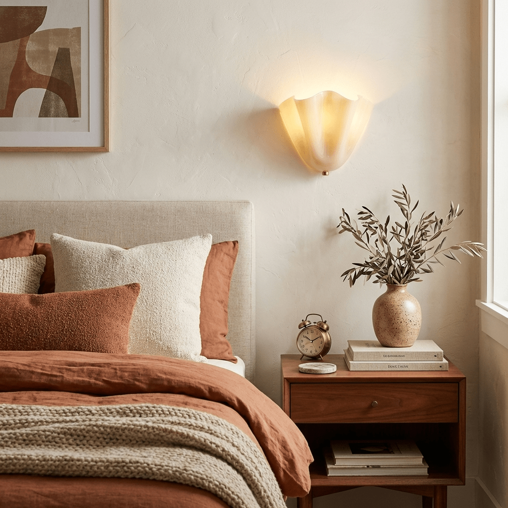 Petalia Wandlamp — Sculptural Petal-Geïnspireerde Glazen Wandverlichting met G9 Fitting en Hardwired Installatie (28 × 25 × 13 cm) | Sansoti
