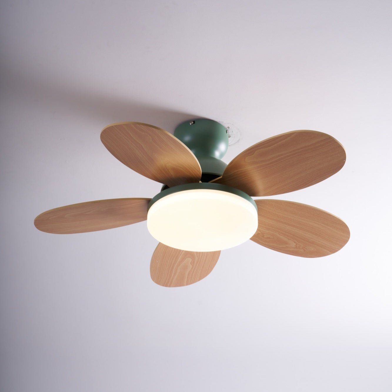 Liora Ceiling Fan with Lighting and Colored Glass Leaves for Children's Room – Modern Ceiling Fan with LED and Remote Control – Adjustable Speed Ceiling Fan with Light in Multiple Color Variants | Sansoti