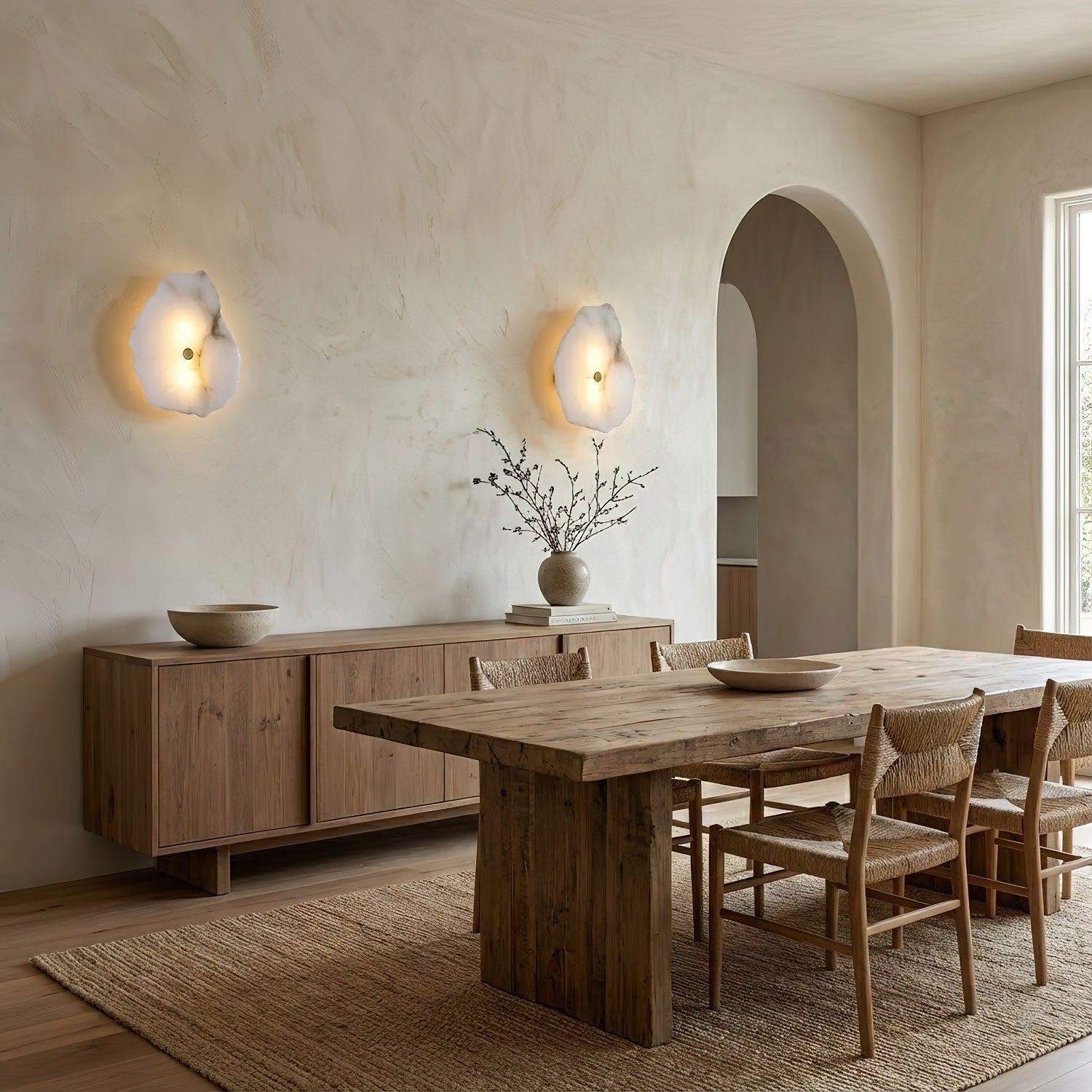 Alabasten Wandlamp — Echte Natuursteen met Gouden Armatuur — 1/3/5/7/9 Lichtpunten | Sansoti