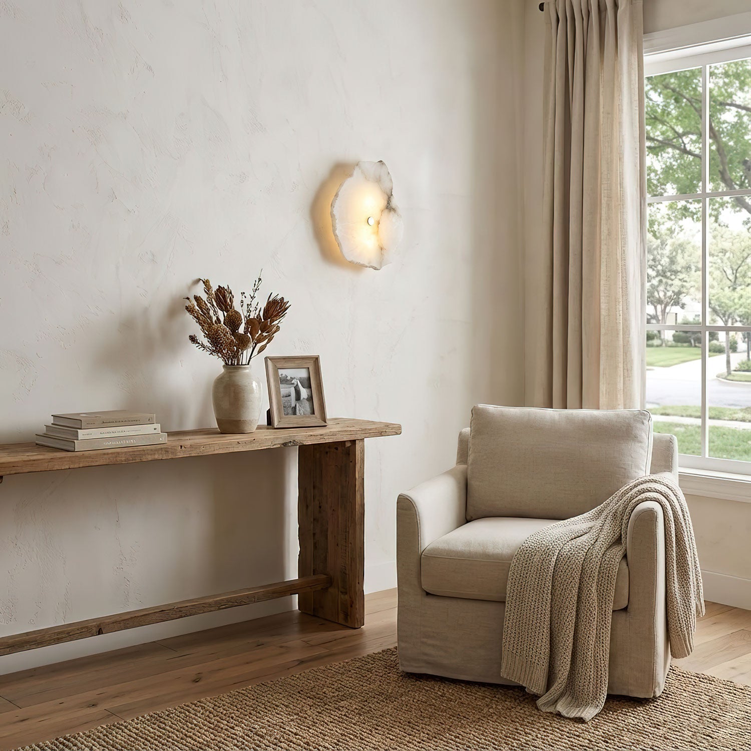 Alabasten Wandlamp — Echte Natuursteen met Gouden Armatuur — 1/3/5/7/9 Lichtpunten | Sansoti