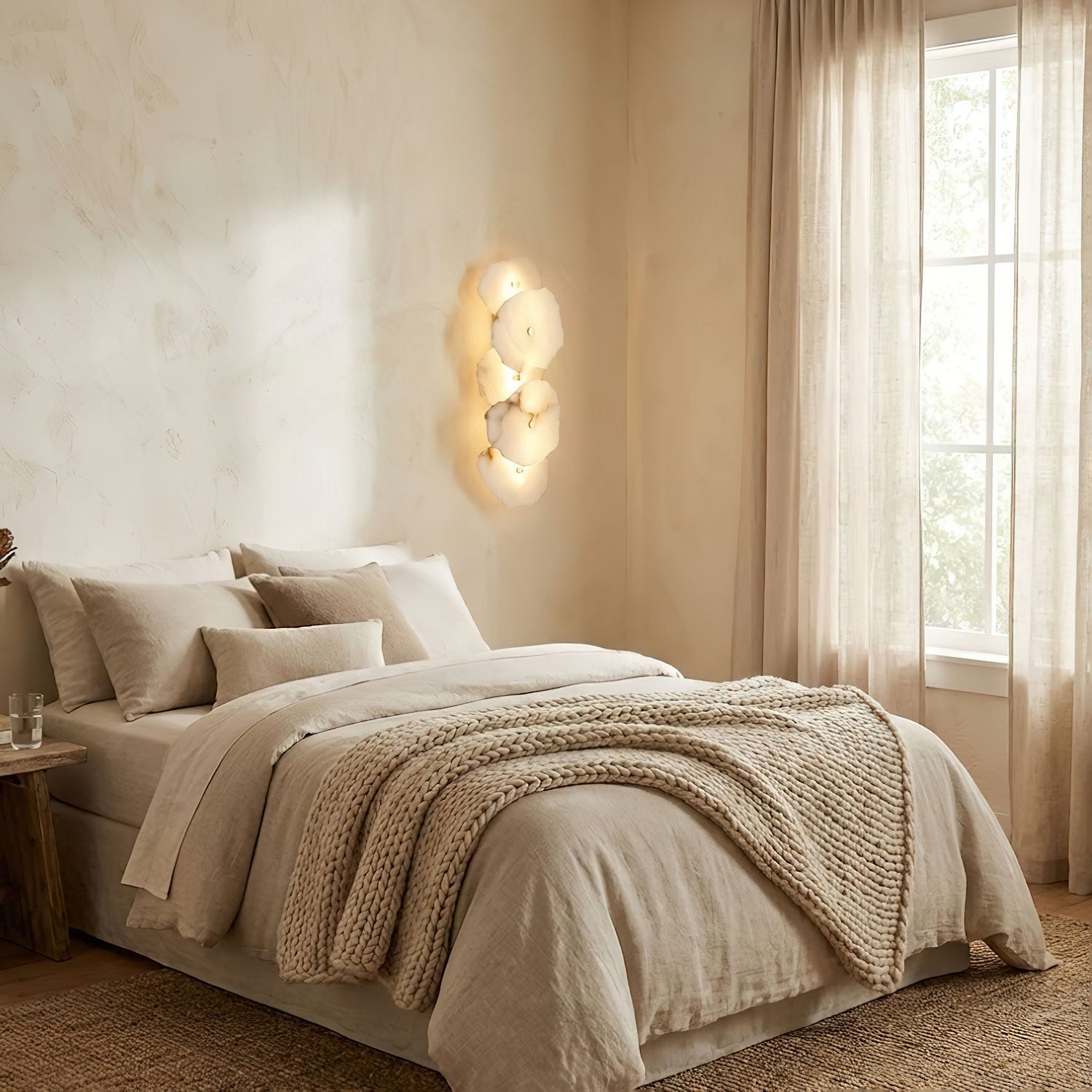 Alabasten Wandlamp — Echte Natuursteen met Gouden Armatuur — 1/3/5/7/9 Lichtpunten | Sansoti