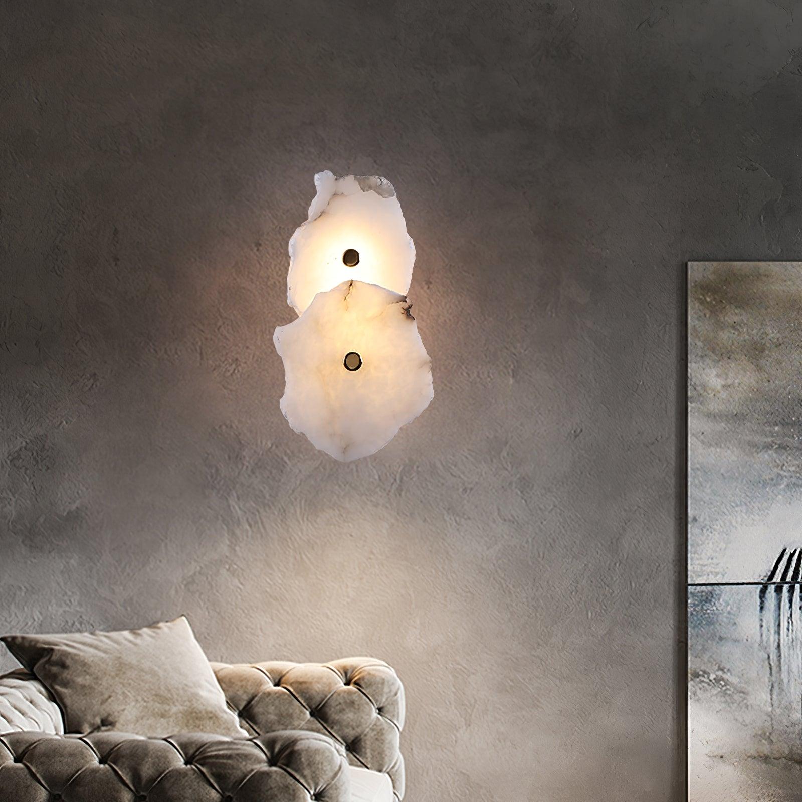 Alabasten Wandlamp — Echte Natuursteen met Gouden Armatuur — 1/3/5/7/9 Lichtpunten | Sansoti