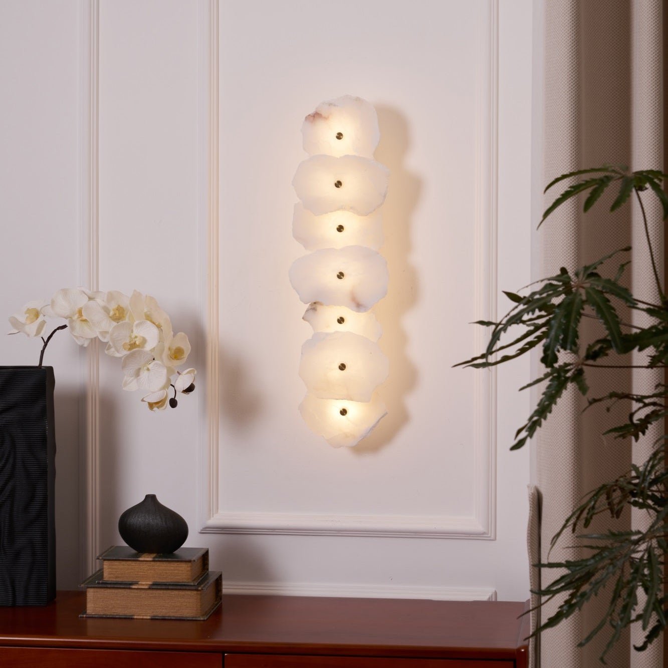 Alabasten Wandlamp — Echte Natuursteen met Gouden Armatuur — 1/3/5/7/9 Lichtpunten | Sansoti