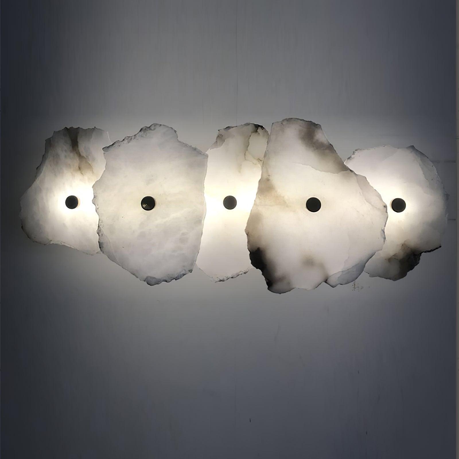 Alabasten Wandlamp — Echte Natuursteen met Gouden Armatuur — 1/3/5/7/9 Lichtpunten | Sansoti