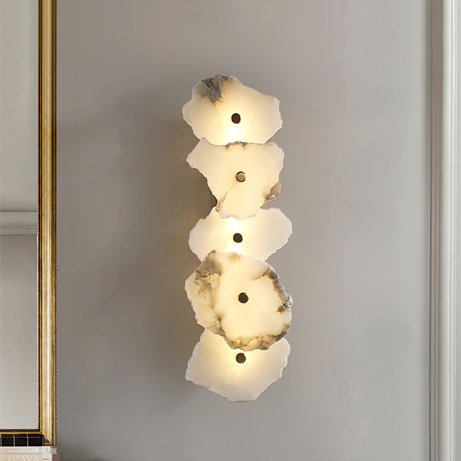 Alabasten Wandlamp — Echte Natuursteen met Gouden Armatuur — 1/3/5/7/9 Lichtpunten | Sansoti