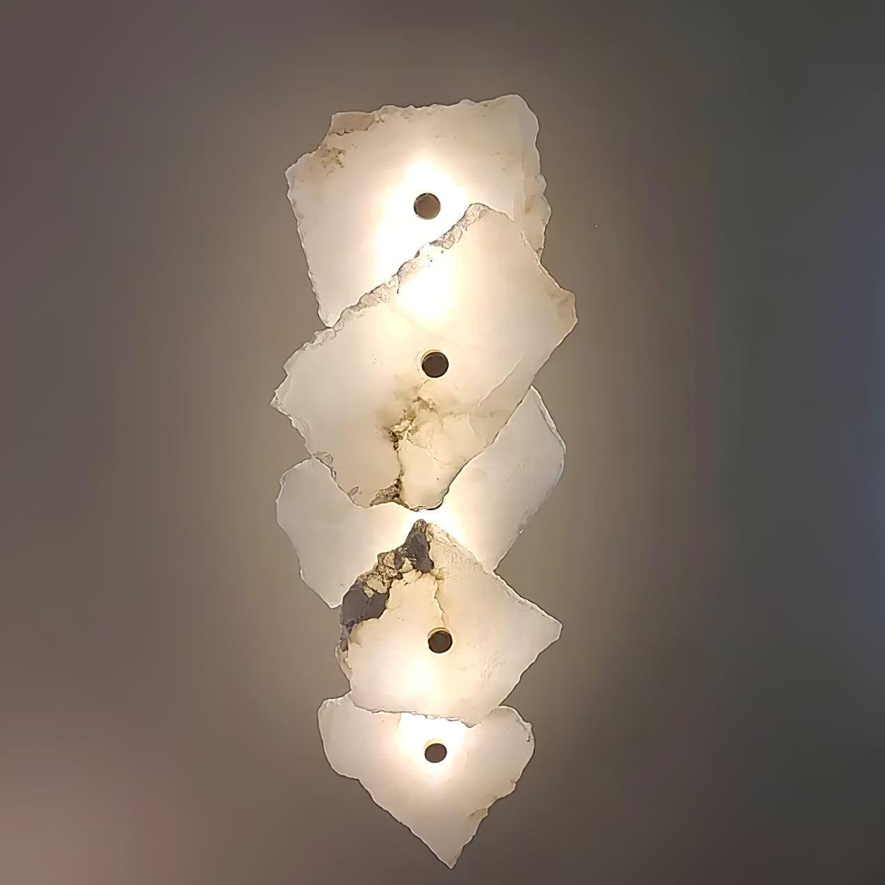 Alabasten Wandlamp — Echte Natuursteen met Gouden Armatuur — 1/3/5/7/9 Lichtpunten | Sansoti