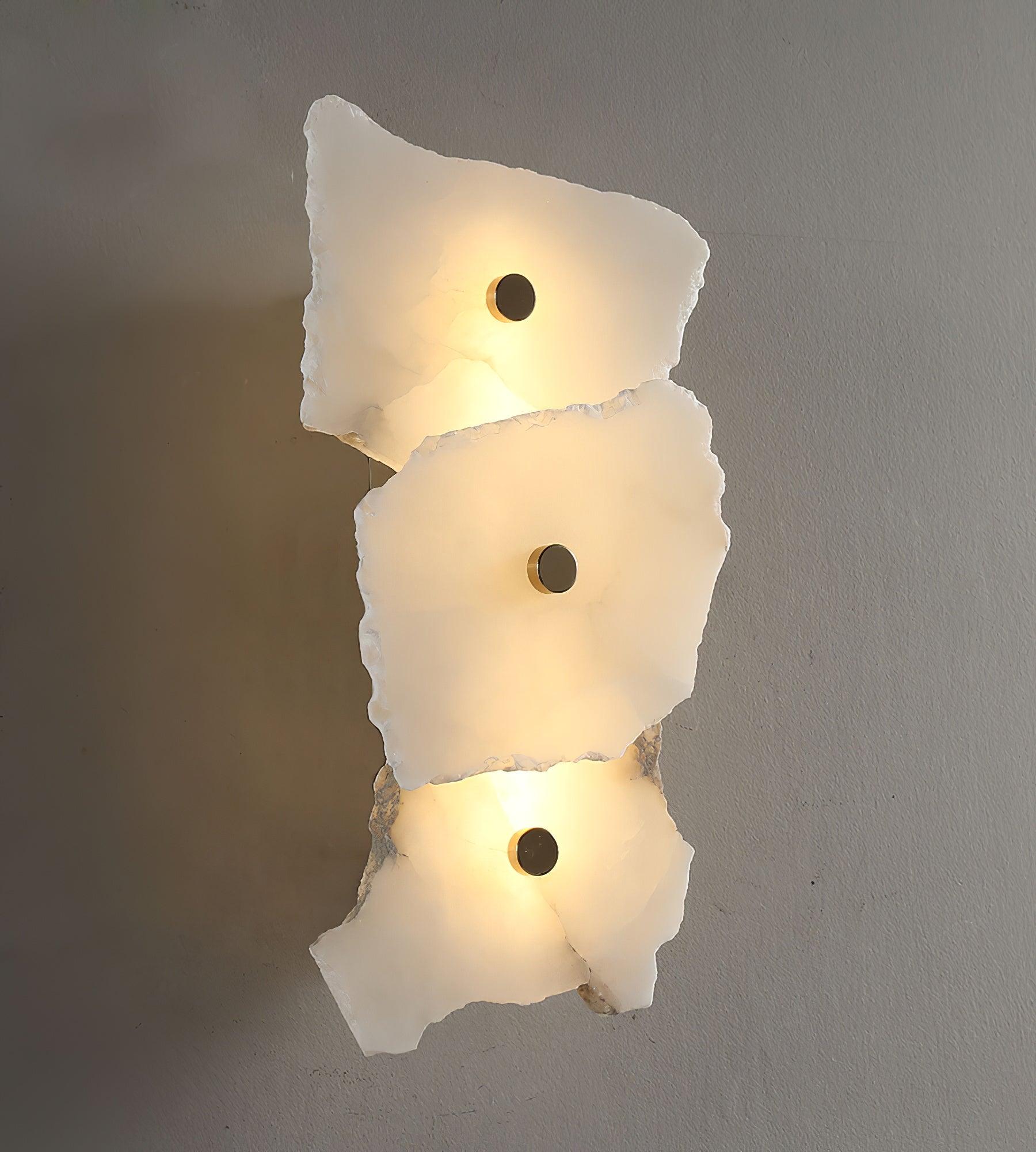 Alabasten Wandlamp — Echte Natuursteen met Gouden Armatuur — 1/3/5/7/9 Lichtpunten | Sansoti