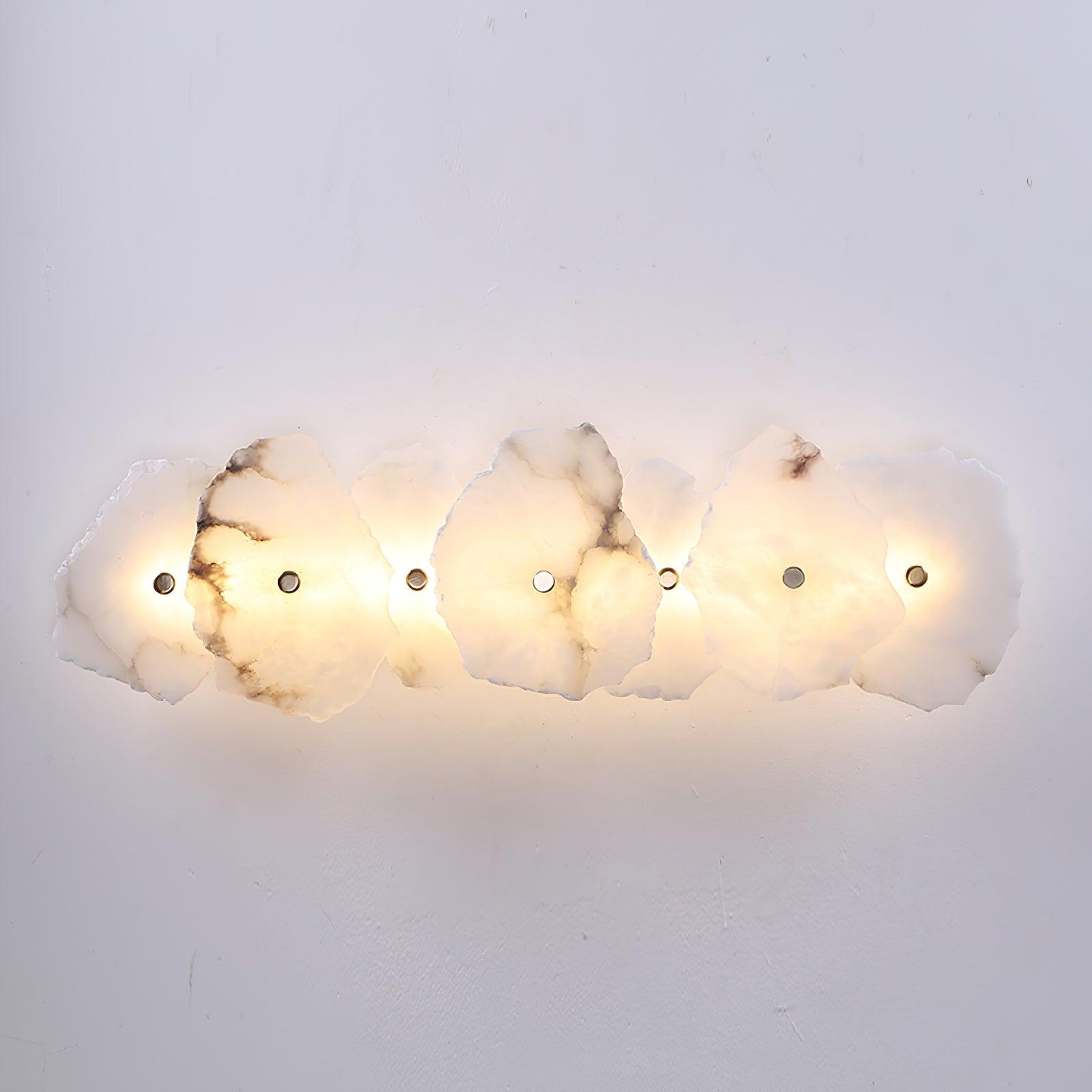 Alabasten Wandlamp — Echte Natuursteen met Gouden Armatuur — 1/3/5/7/9 Lichtpunten | Sansoti
