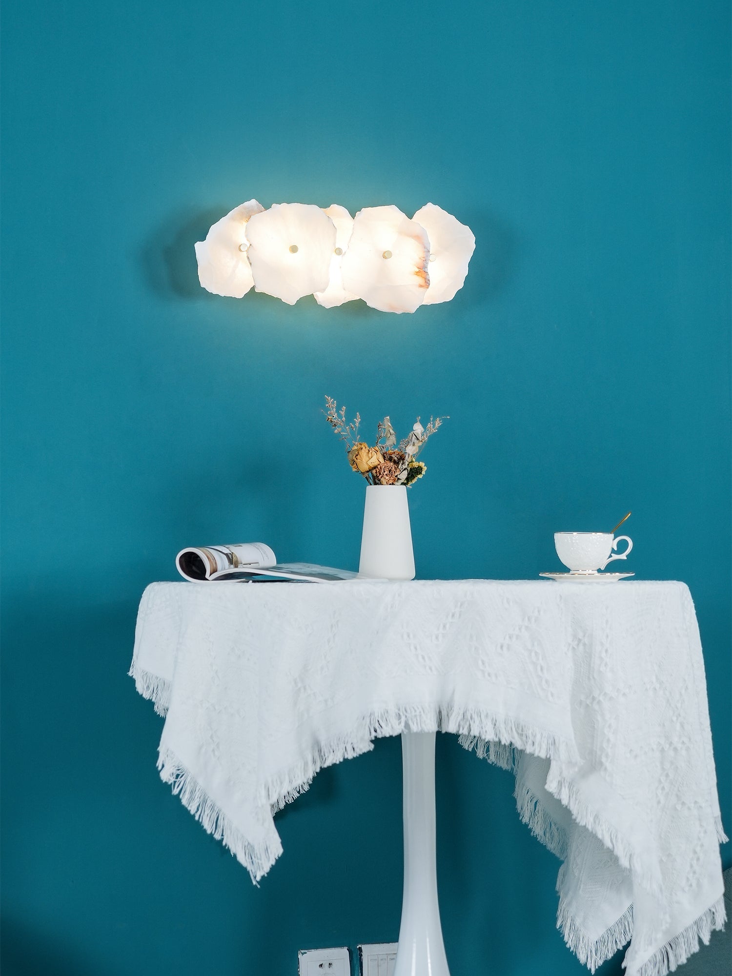 Alabasten Wandlamp — Echte Natuursteen met Gouden Armatuur — 1/3/5/7/9 Lichtpunten | Sansoti