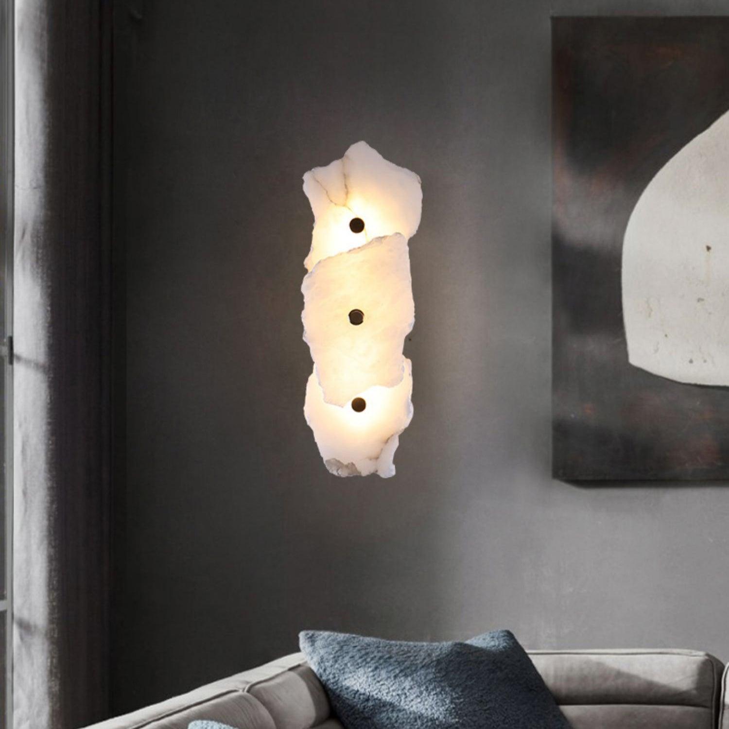 Alabasten Wandlamp — Echte Natuursteen met Gouden Armatuur — 1/3/5/7/9 Lichtpunten | Sansoti