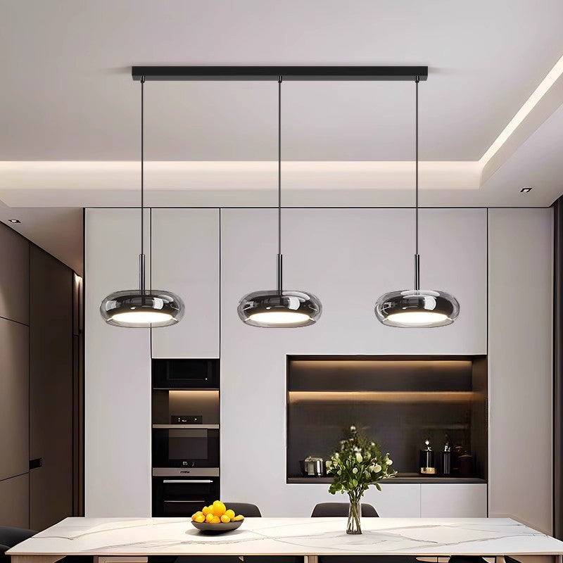 3 Hoofd Keuken Hanglamp Glas Metaal Zwart Eilandverlichting Modern Minimalistisch LED Hanglamp | Sansoti