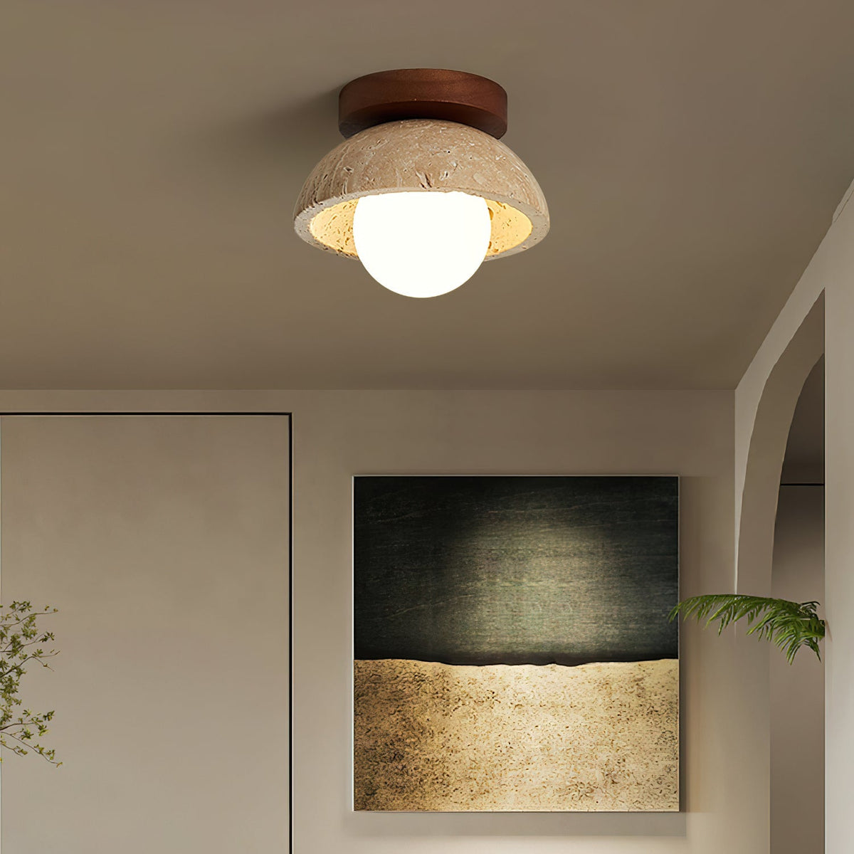 Ronde Plafondlamp Hout G9 Fitting 15cm Dimbaar Wand Plafond Verlichting Badkamer Hal Slaapkamer Woonkamer | Sansoti