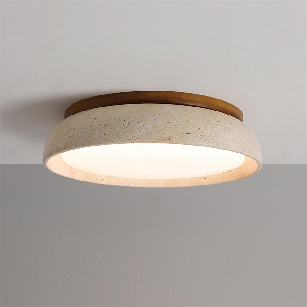 Plafonnier Depiara travertin bois LED 3000K beige éclairage plafond salon chambre hall salle de bain moderne minimaliste | Restfield