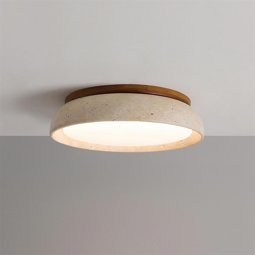 Plafonnier Depiara travertin bois LED 3000K beige éclairage plafond salon chambre hall salle de bain moderne minimaliste | Restfield