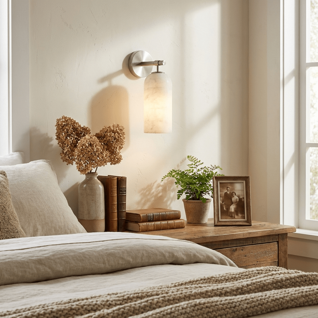 Albast Wandlamp Cilindervorm Minimalistisch Gouden Armatuur Warme Gloed Verlichting | Sansoti
