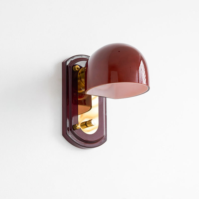 Vintage Wandlamp met Rode Glazen Kap — Sfeervolle Retro Verlichting voor Woonkamer & Eetkamer | Sansoti