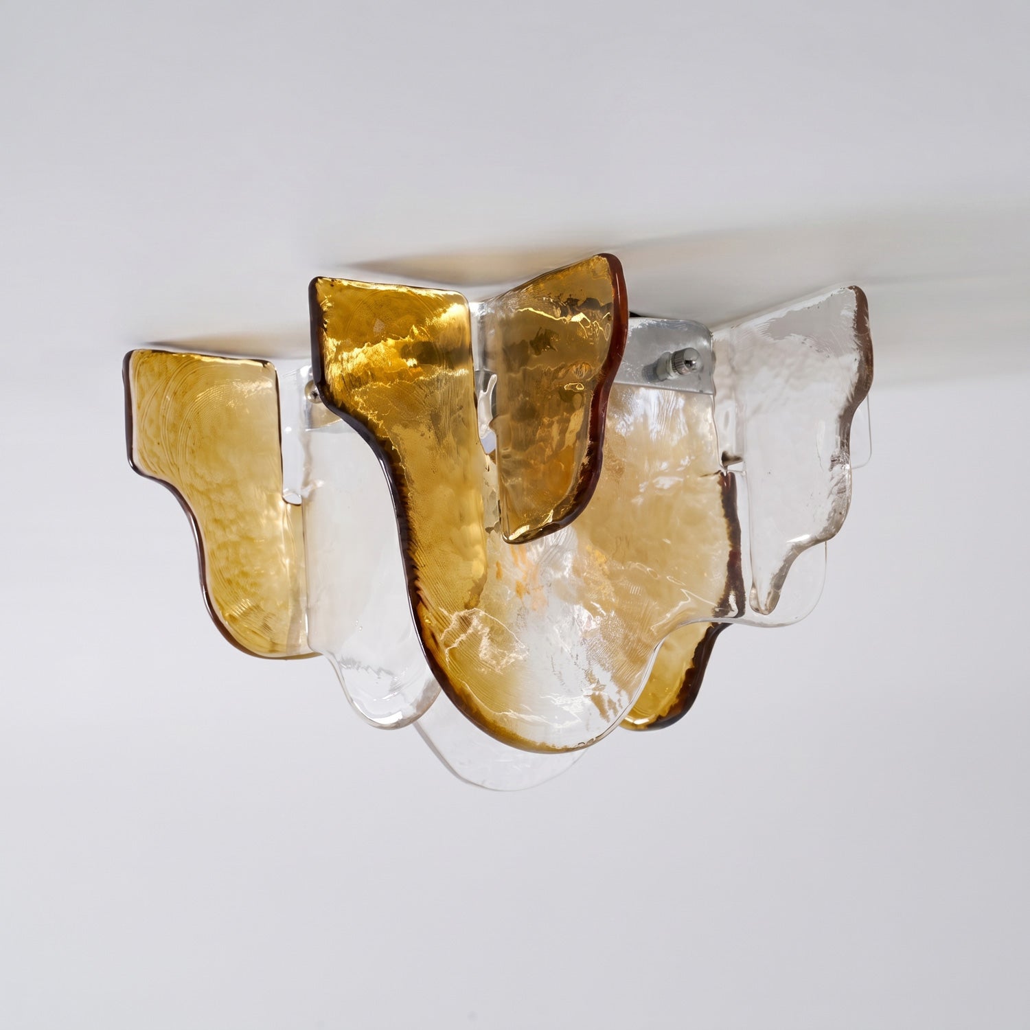 Plafondlamp Handgeblazen Glas Murano Stijl Smoke Gray Amber Clear | Sansoti