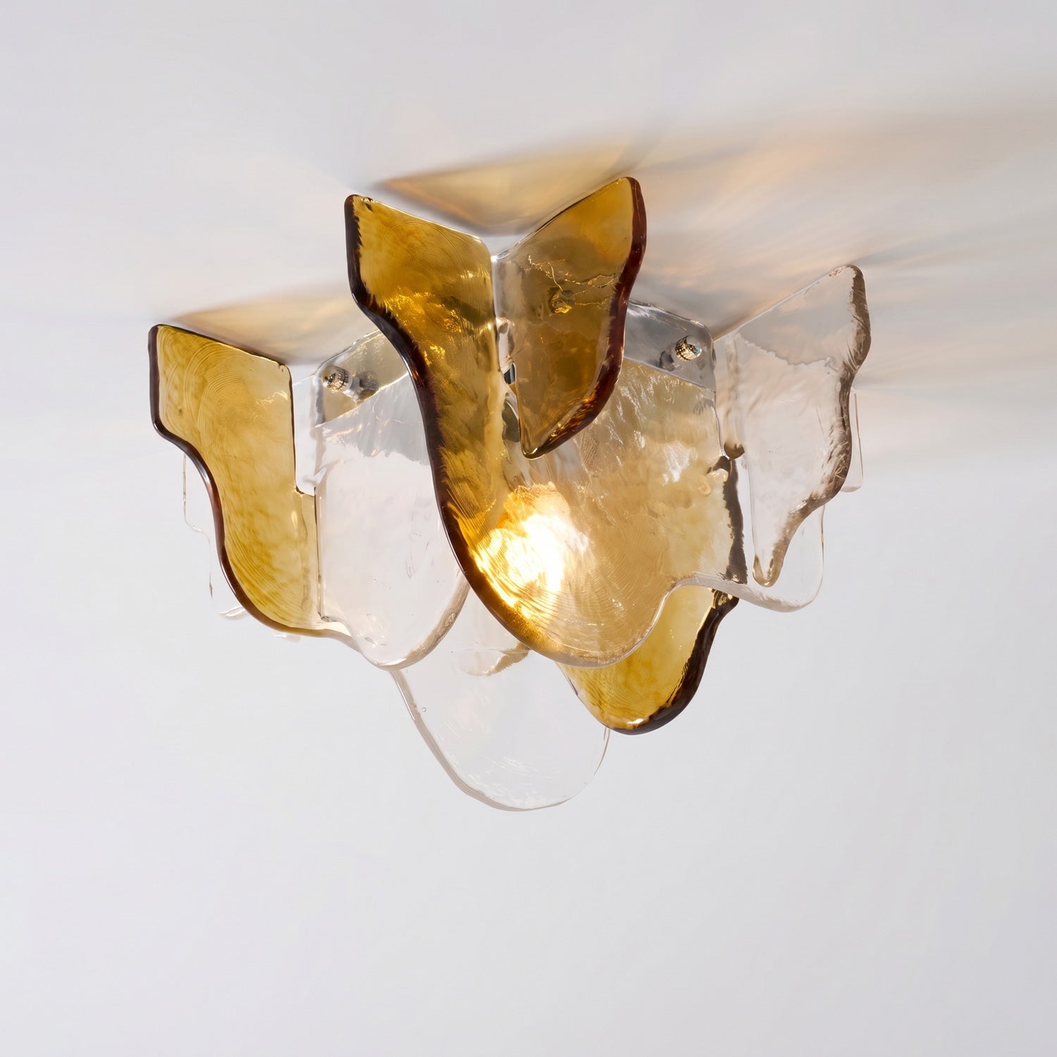 Plafondlamp Handgeblazen Glas Murano Stijl Smoke Gray Amber Clear | Sansoti