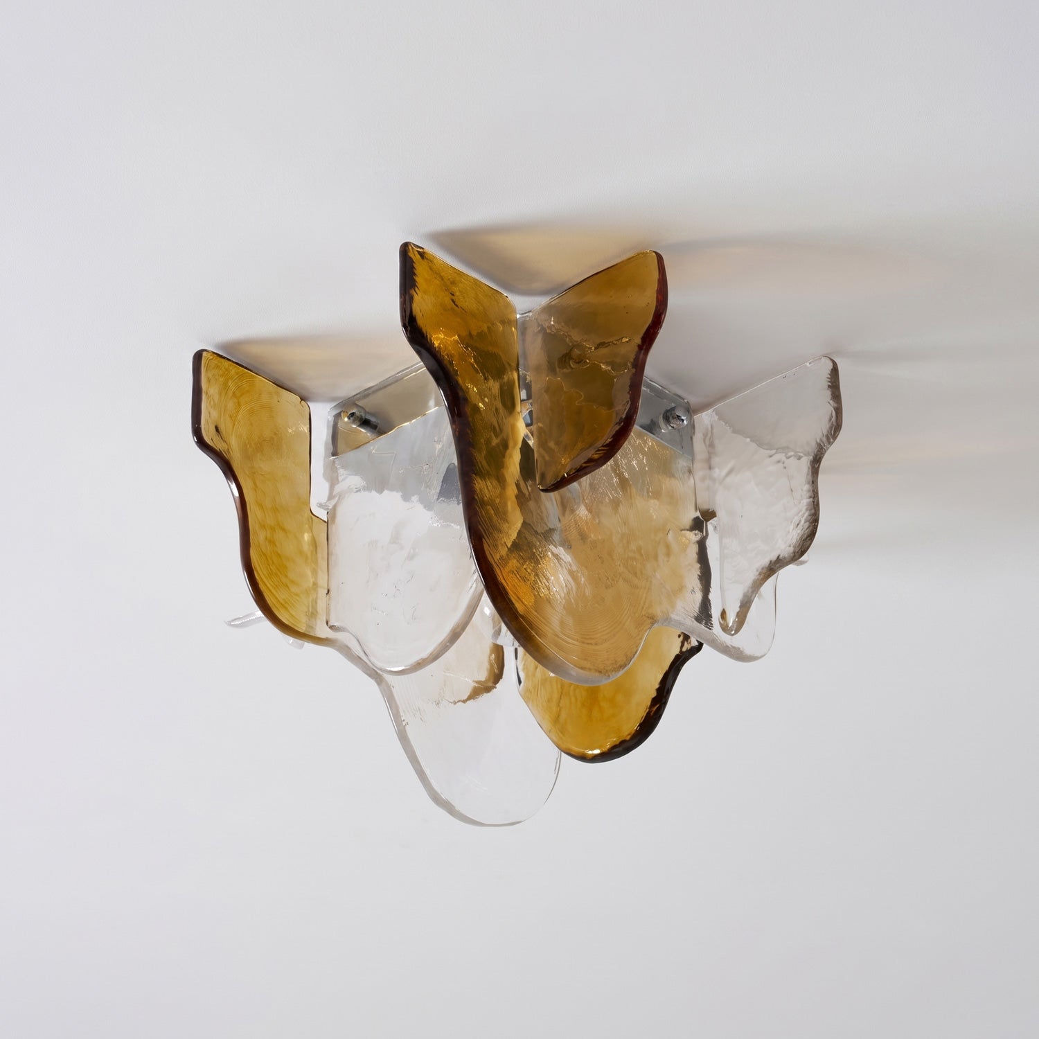 Plafondlamp Handgeblazen Glas Murano Stijl Smoke Gray Amber Clear | Sansoti
