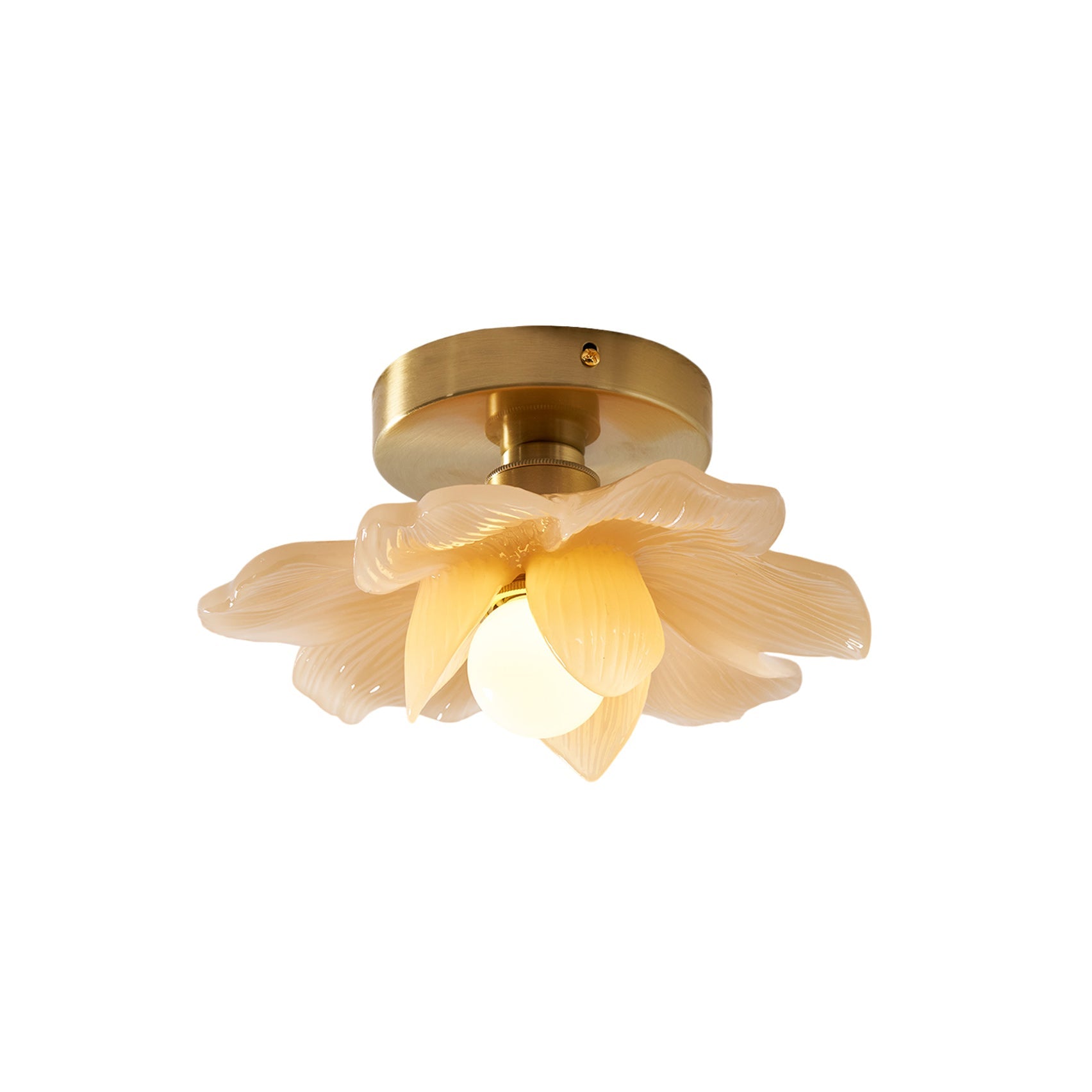 Plafondlamp met Bloesemontwerp in Hars en Messing – Elegante Verlichting voor Slaapkamer en Gang | Sansoti