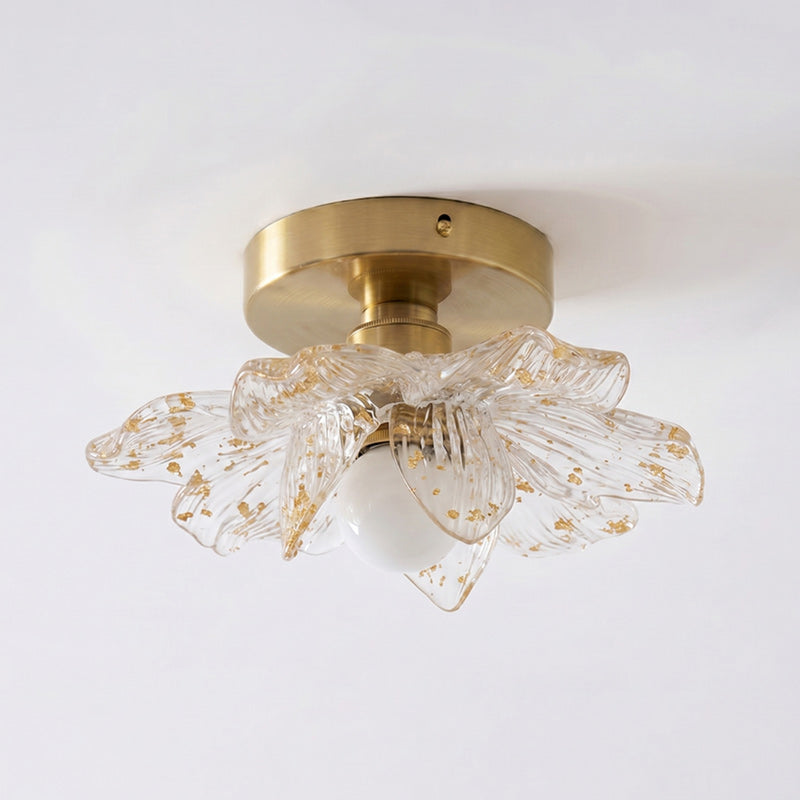 Plafondlamp met Bloesemontwerp in Hars en Messing – Elegante Verlichting voor Slaapkamer en Gang | Sansoti